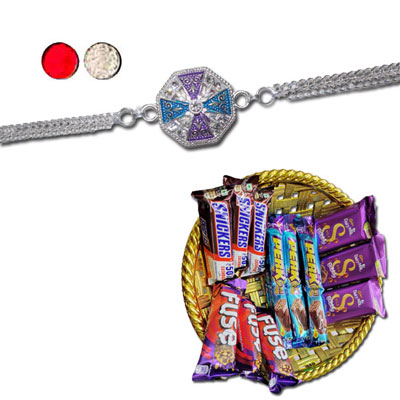 "Rakhi - SIL-6040 A (Single Rakhi), Choco Thali - code RC04 - Click here to View more details about this Product